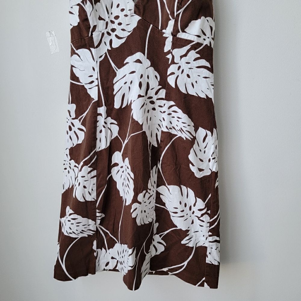 AGB Vintage Y2K Coastal Grandma Brown & White Palm Leaf Trendy Summer Festival 6 - Picture 5 of 7